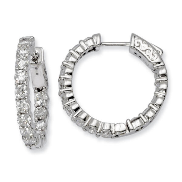 Sterling Silver 22mm x 21mm Hoop Earrings - image 