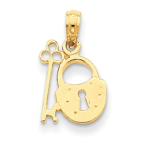 Gold Classics&#40;tm&#41; 14kt. Gold Padlock & Key Pendant - image 