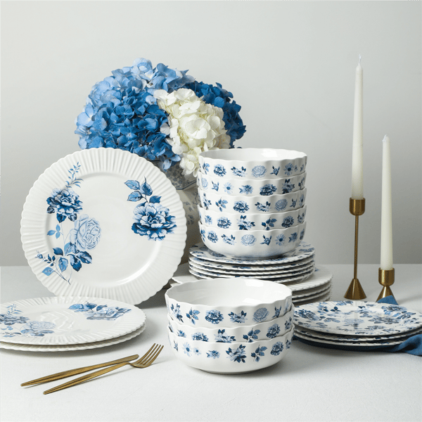 Stone Lain Fiore 4pc. New Bone China Dinner Plate Set