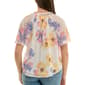 Womens Zac & Rachel Short Sleeve Split Neck Floral Chiffon Blouse - image 2