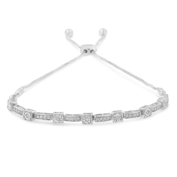Haus of Brilliance 1/4ctw. Diamond Adjustable Bolo Bracelet - image 