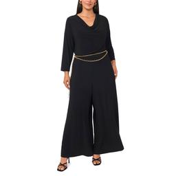 Plus Size MSK 3/4 Sleeve ITY Drape Neck Jumpsuit with Belt
