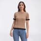 Womens Rio & Rian Short Sleeve Tipped Ruffle Rib Sweater - image 1