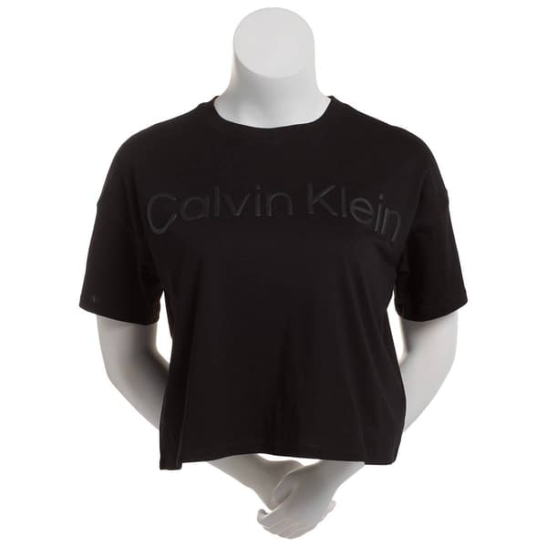 Womens Calvin Klein Performance Solid Short Sleeve Puff Logo Tee - image 