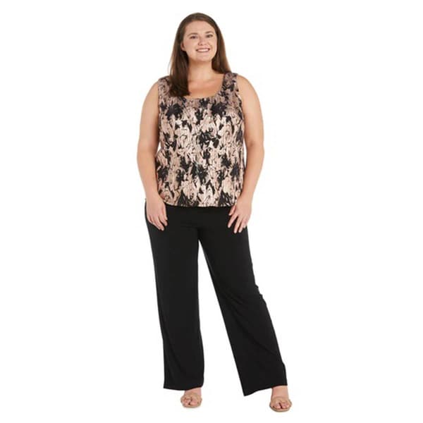 Plus size R&M Richards Foil Jacquard Pants Set - Boscov's