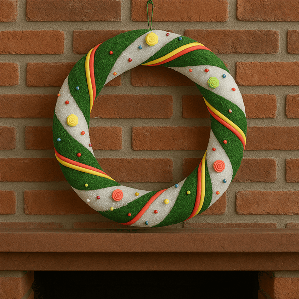 Northlight 18in. Pre-Lit  Candy Striped Sisal Christmas Wreath