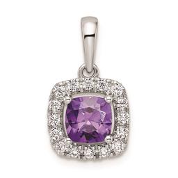 Pure Fire 14kt. White Gold Lab Amethyst Halo Pendant