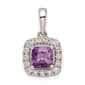 Pure Fire 14kt. White Gold Lab Amethyst Halo Pendant - image 1