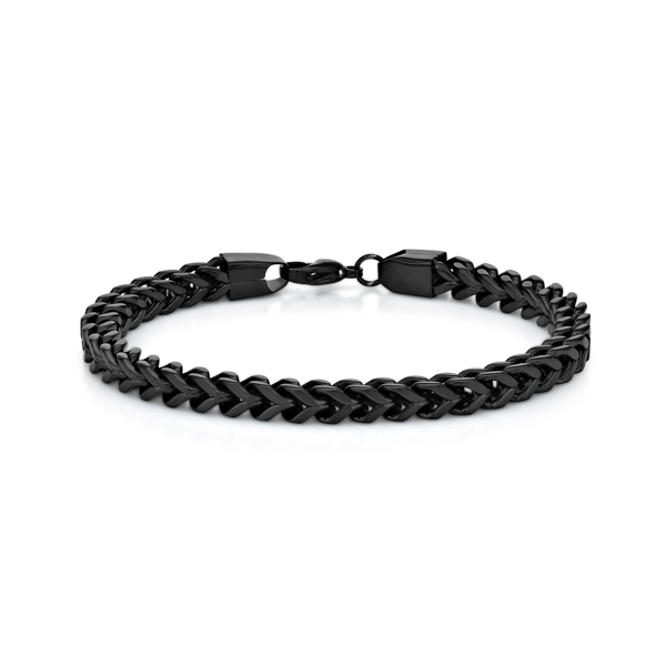 Mens Lynx Black Ion Plated Stainless Steel Foxtail Chain Bracelet - image 