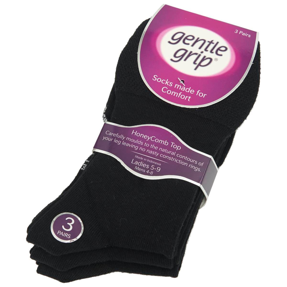 Womens gentle grip 3pk. Top Non Elastic Cuff Crew Socks -...