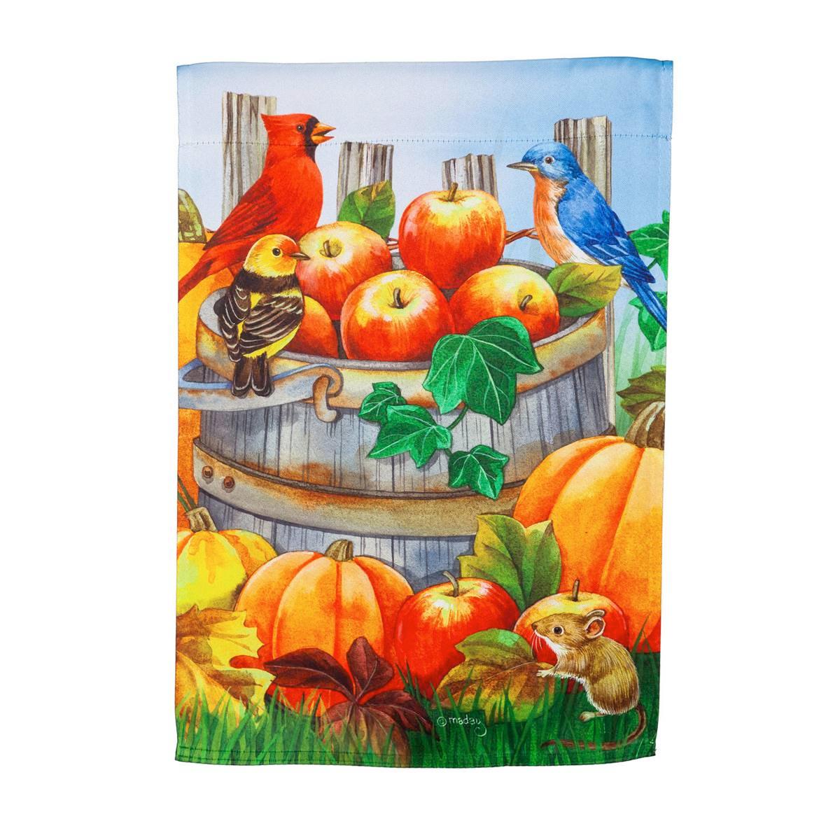 Evergreen Apples and Pumpkins Garden Faux Suede Flag
