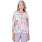 Petite Alfred Dunner Garden Party Butterfly Floral Top - image 1