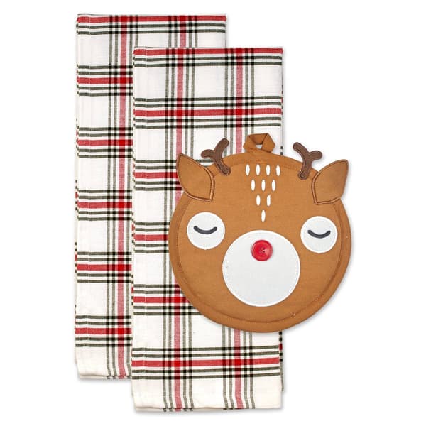 DII(R) Rudy Reindeer Pot Holder Gift Set of 3