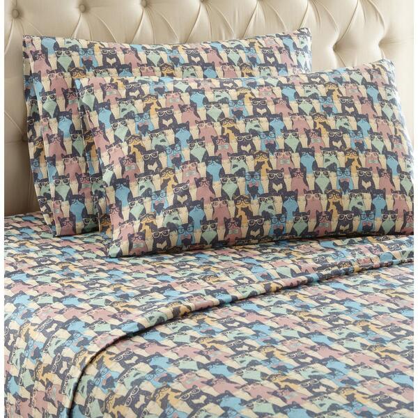 Micro Flannel(R) Kool Kats Sheet Set - Twin XL - image 