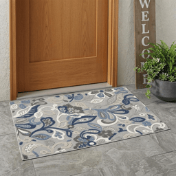 HomeRoots Blue & Grey Indoor/Outdoor Rectangular Area Rug