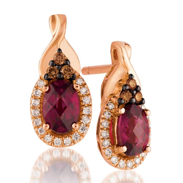 Le Vian Chocolatier(R) Raspberry Rhodolite(R) Diamond Drop Earrings - image 