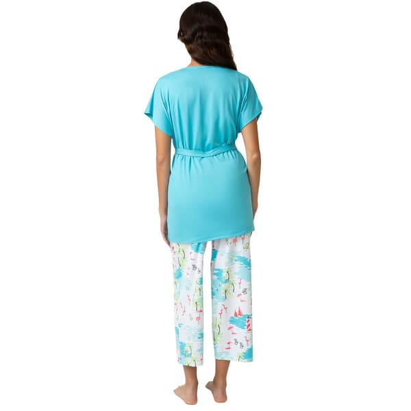 Womens HUE® Solid Top Beachfront Era Printed Capri 3 Piece Set