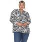 Plus Size White Mark Pleated Long Sleeve Floral Blouse - image 1