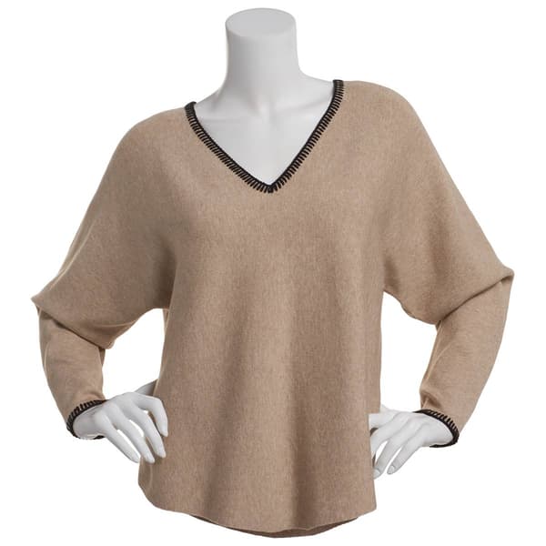 Womens Hanna & Gracie Long Sleeve V-Neck Dolman Sweater - image 
