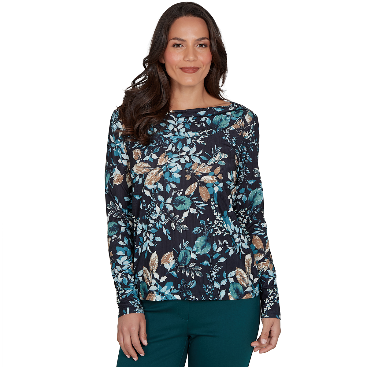 Womens Emaline Key Items Long Sleeve Cowl Neck Floral Blouse