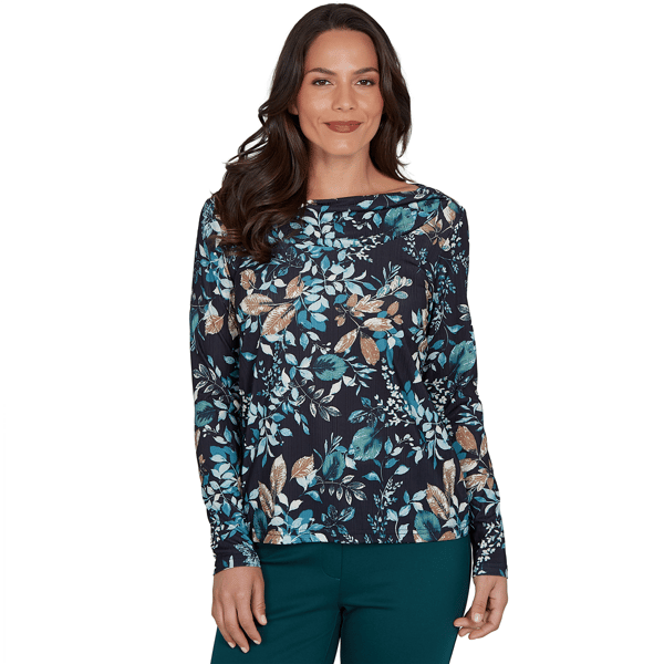Womens Emaline Key Items Long Sleeve Cowl Neck Floral Blouse - image 
