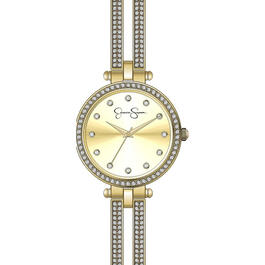 Womens Jessica Simpson Double Crystal Arm Bangle Watch-JSB0036GD