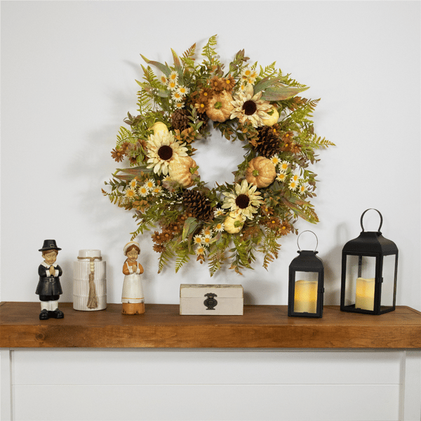 Northlight 28in. Sunflowers & Pumpkins Fall Harvest Wreath