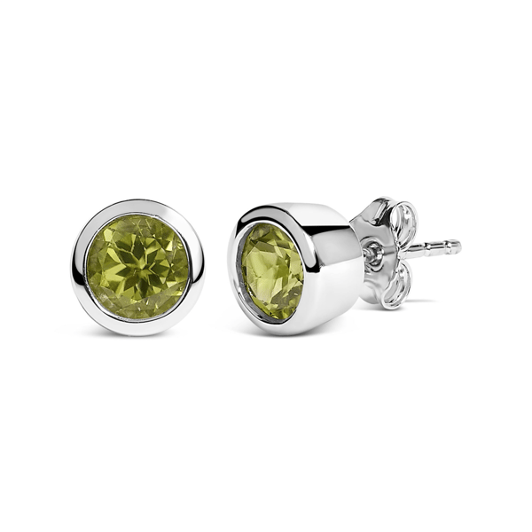 Haus of Brilliance Sterling Silver Green Peridot Stud Earrings