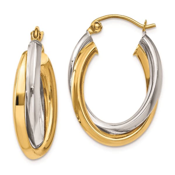 Gold Classics(tm) 14kt. Two-Tone 13x4mm Double Hoop Earrings - image 