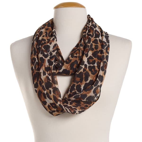 Womens Renshun Cheetah Pearl Silky Loop Scarf - image 