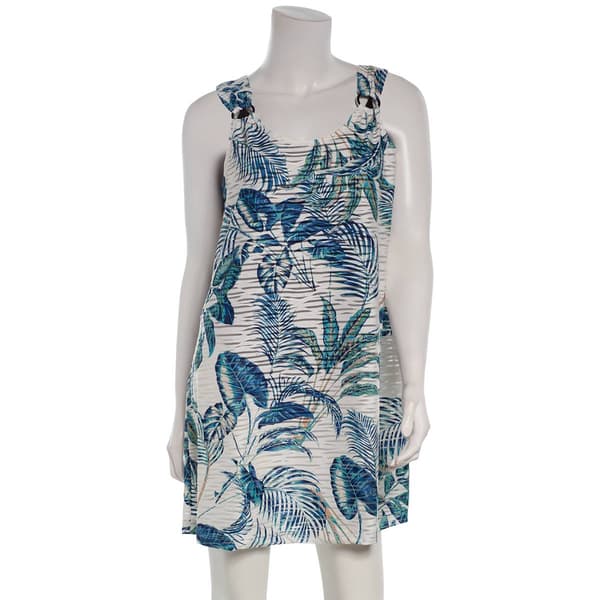 Womens J Valdi Botanical Leaf Ring Tank Dress Cover Up