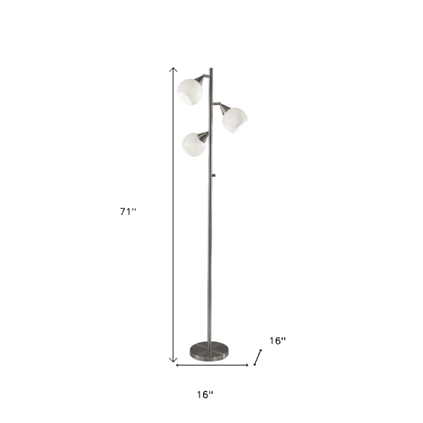 HomeRoots 71in. Silver Floor Lamp With Dome Shade