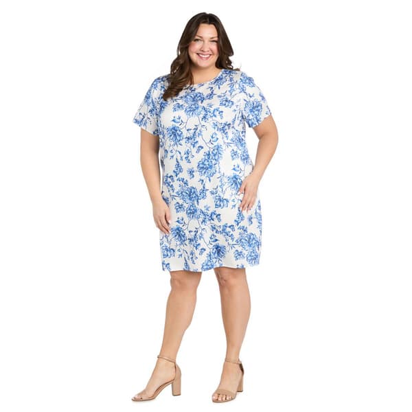 Plus Size R&M Richards Floral Linen Shirtdress