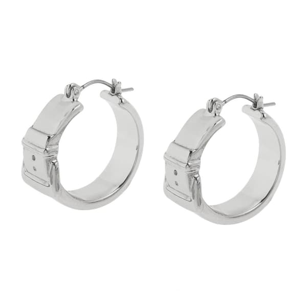 Steve Madden Silver Belt Buckle Hoop Earrings