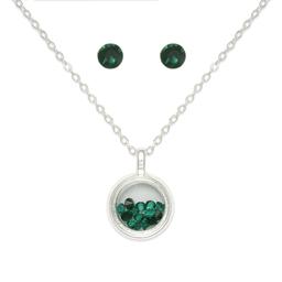 Mini May Birthstone Shaker Necklace and Stud Earring Set