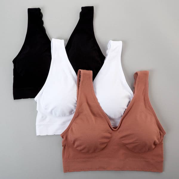 Plus Size Delta Burke 3pk. Seamless Bra w/Lace DB5243-3PKBL - image 