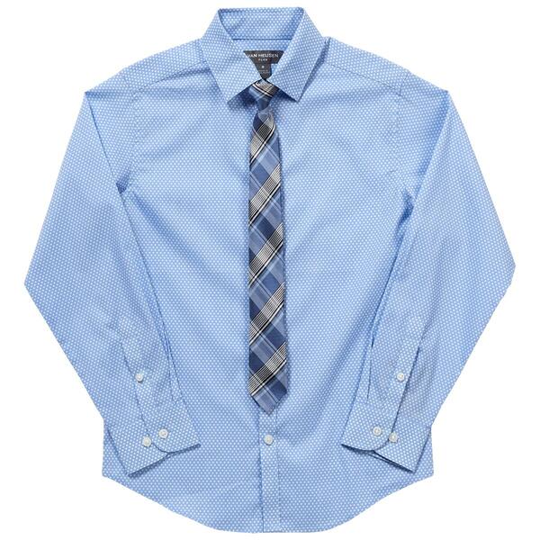 Boys &#40;8-20&#41; Van Heusen Diamond Shirt & Tie Set - Bel Air Blue - image 