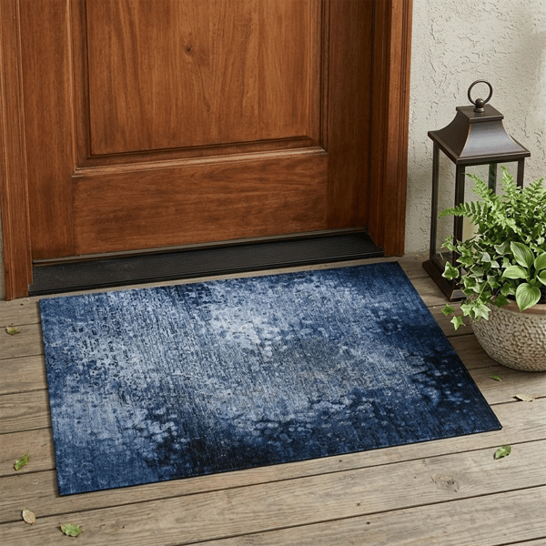 HomeRoots Blue Washable Non Skid Indoor Outdoor Accent Rug - image 