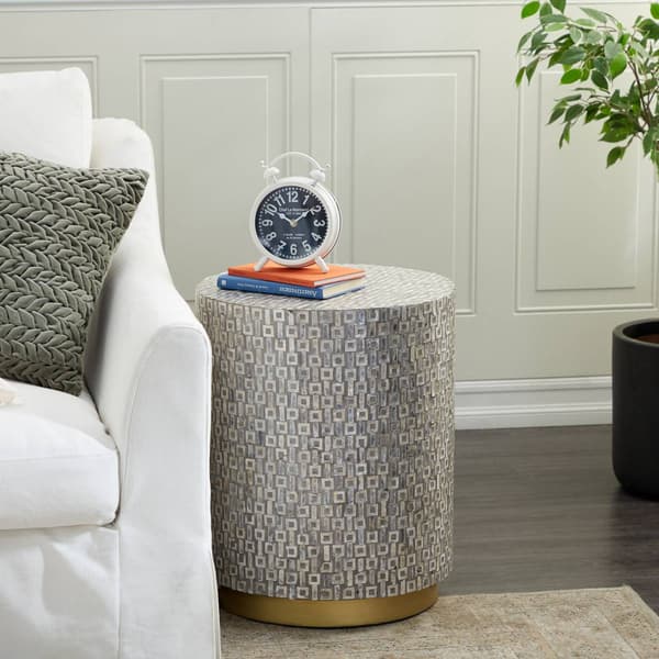 9th & Pike&#174; Grey Mother of Pearl Contemporary Accent Table