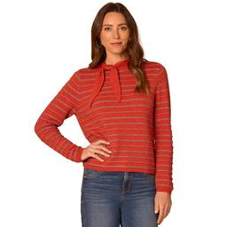 Womens Democracy Long Sleeve Tie Neck Stripe Sweater