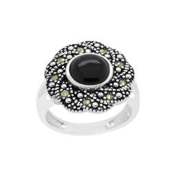 Marcasite & Onxy Swirl Ring