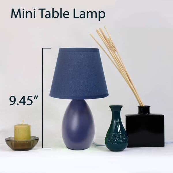 Simple Designs Mini Egg Oval Ceramic Table Lamp w/Matching Shade