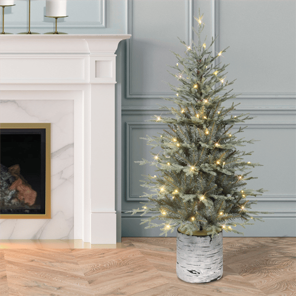 Puleo International 4.5ft. Pre-Lit Blue Potted Arctic Fir Tree