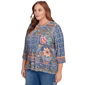 Plus Size Alfred Dunner El Paso Denim Floral Patchwork Blouse - image 3