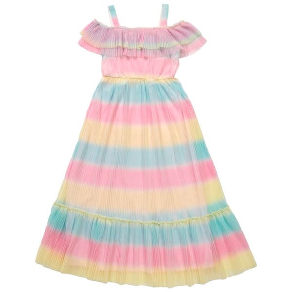 Girls &#40;7-16&#41; Rare Editions Rainbow Ombre Pleated Maxi Dress - image 