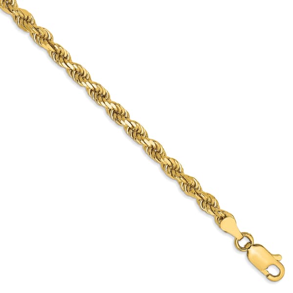Mens Gold Classics&#40;tm&#41; 3.5mm. 14k Diamond Cut Rope Chain Bracelet - image 