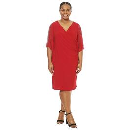 Plus Size MSK 3/4 Angel Sleeve Solid Side Ruched Sheath Dress