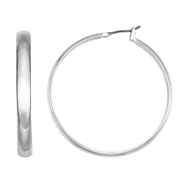 Napier Silver-Tone Large Click-It Hoop Earrings - image 