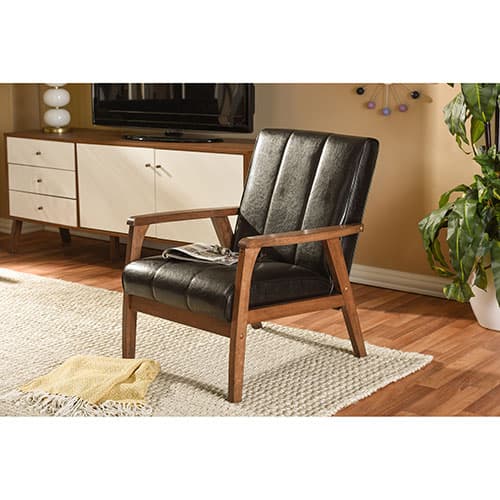 Baxton Studio Nikko Mid-Century Wooden Lounge Chair - image 