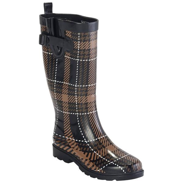 Womens Capelli New York Plaid Tall Sporty Rain Boots with Buckle - image 
